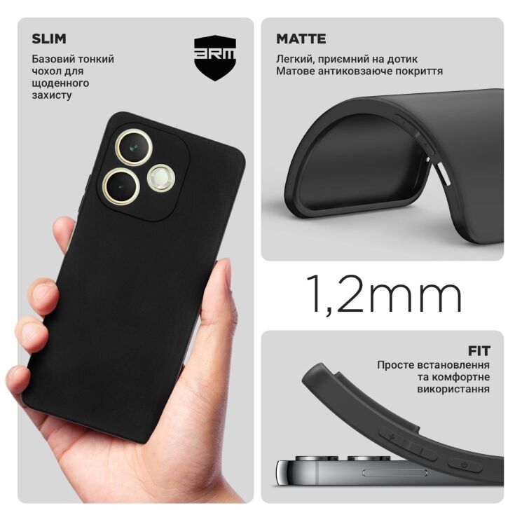 Силиконовый (TPU) чехол ArmorStandart Matte Slim Fit для OPPO A5 Pro (4G/5G) - Black: фото 4 из 5
