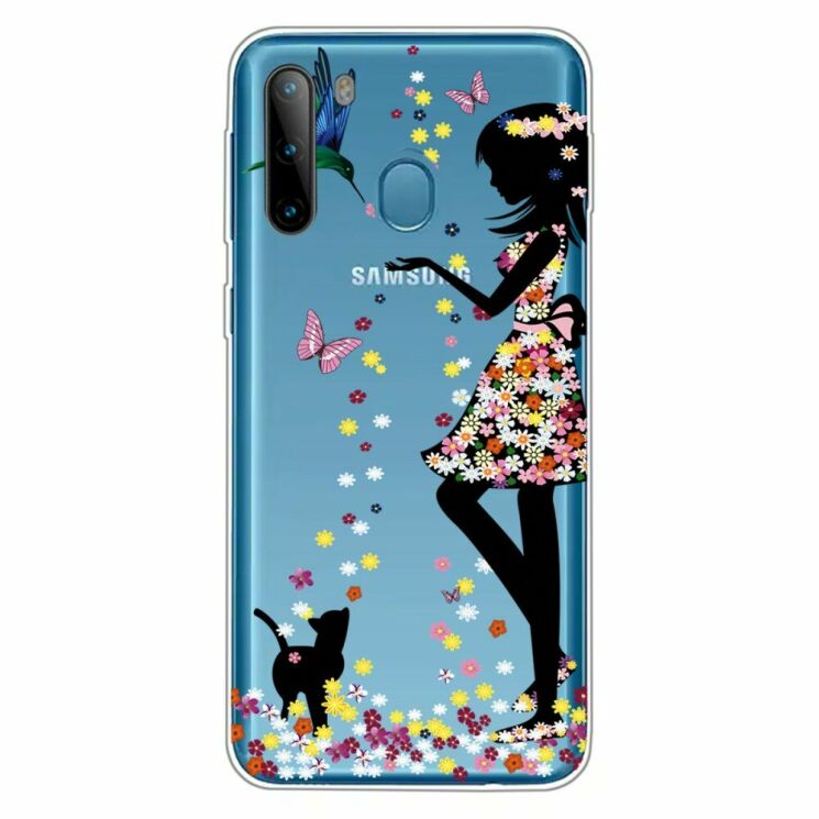 Силиконовый (TPU) чехол Deexe Pretty Glossy для Samsung Galaxy A21 (A215) - Flowered Beauty: фото 1 из 4