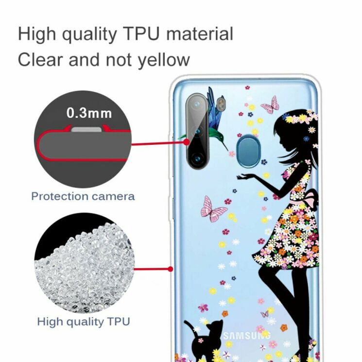 Силіконовий (TPU) чохол Deexe Pretty Glossy для Samsung Galaxy A21 (A215) - Flowered Beauty: фото 2 з 4