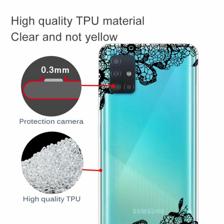 Силиконовый (TPU) чехол Deexe Pretty Glossy для Samsung Galaxy A31 (A315) - Black Flower: фото 2 из 4