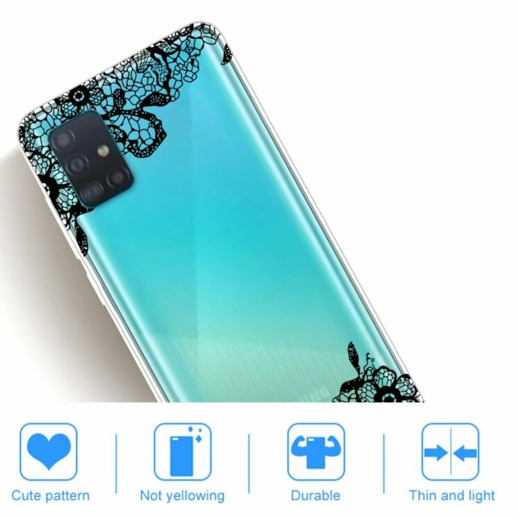 Силиконовый (TPU) чехол Deexe Pretty Glossy для Samsung Galaxy A31 (A315) - Black Flower: фото 4 из 4
