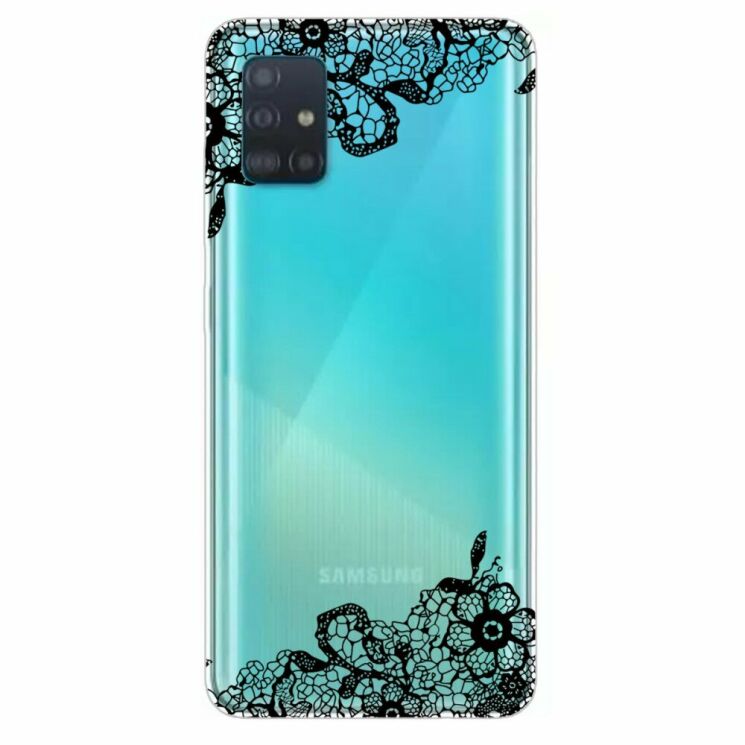 Силиконовый (TPU) чехол Deexe Pretty Glossy для Samsung Galaxy A31 (A315) - Black Flower: фото 1 из 4