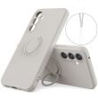 Силиконовый (TPU) чехол с кольцом Deexe Color Shell для Samsung Galaxy A27 (A276) - Grey (408615H)