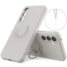 Силиконовый (TPU) чехол с кольцом Deexe Color Shell для Samsung Galaxy A27 (A276) - Grey: фото 1 из 5
