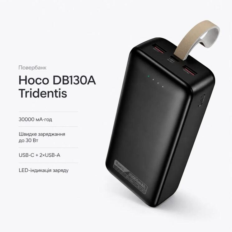Внешний аккумулятор Hoco DB130A Tridentis PD30W (30000mAh) - Black (995770B) Внешний аккумулятор Hoco DB130A Tridentis PD30W (30000mAh) - Black: фото 6 из 6
