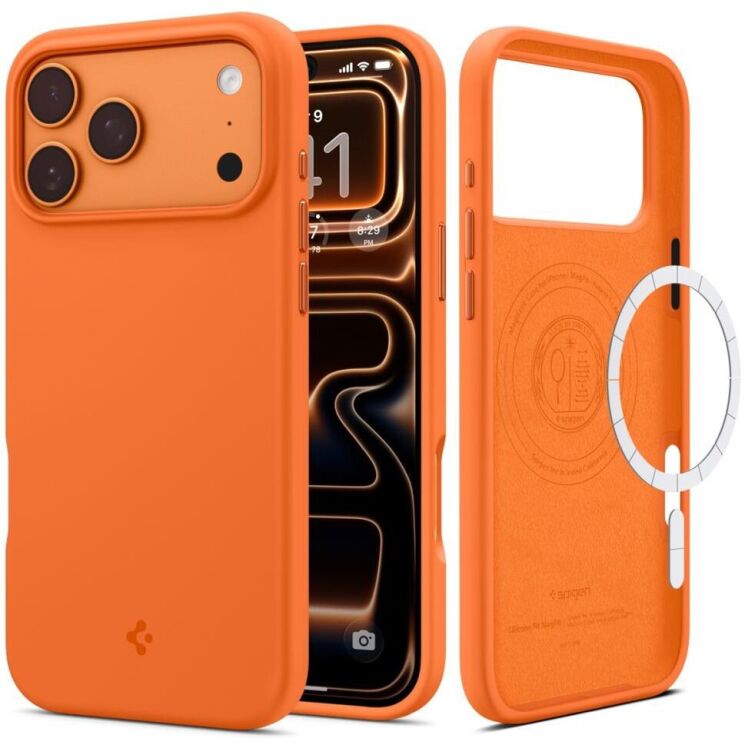 Защитная накладка Spigen Silicone Fit (MagFit) для iPhone 17 Pro (ACS11379) - Cosmic Orange: фото 2 из 15