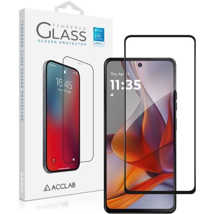 Защитное стекло ACCLAB Full Glue для Motorola Moto G75 - Black: фото 1 из 7