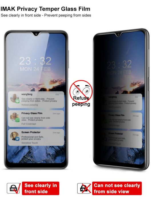 Защитное стекло IMAK Privacy 9H Protect для Samsung Galaxy A12 (A125) - Transparent: фото 2 из 9