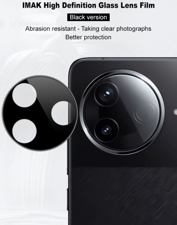 Защитное стекло на камеру IMAK Black Glass Lens для Xiaomi Poco F7 Pro - Black: фото 7 из 9