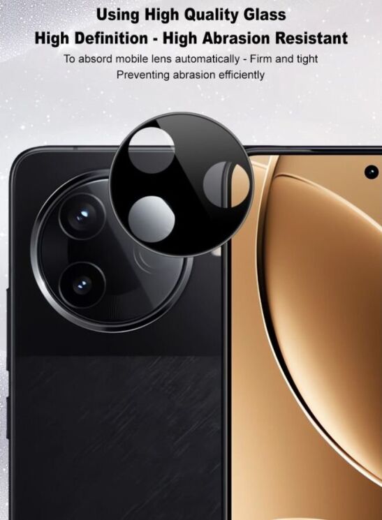 Защитное стекло на камеру IMAK Black Glass Lens для Xiaomi Poco F7 Pro - Black: фото 8 из 9