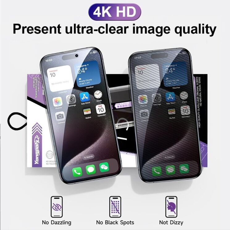 Защитное стекло YONGPOLY Privacy для Apple iPhone 16 Plus - Black: фото 9 из 10