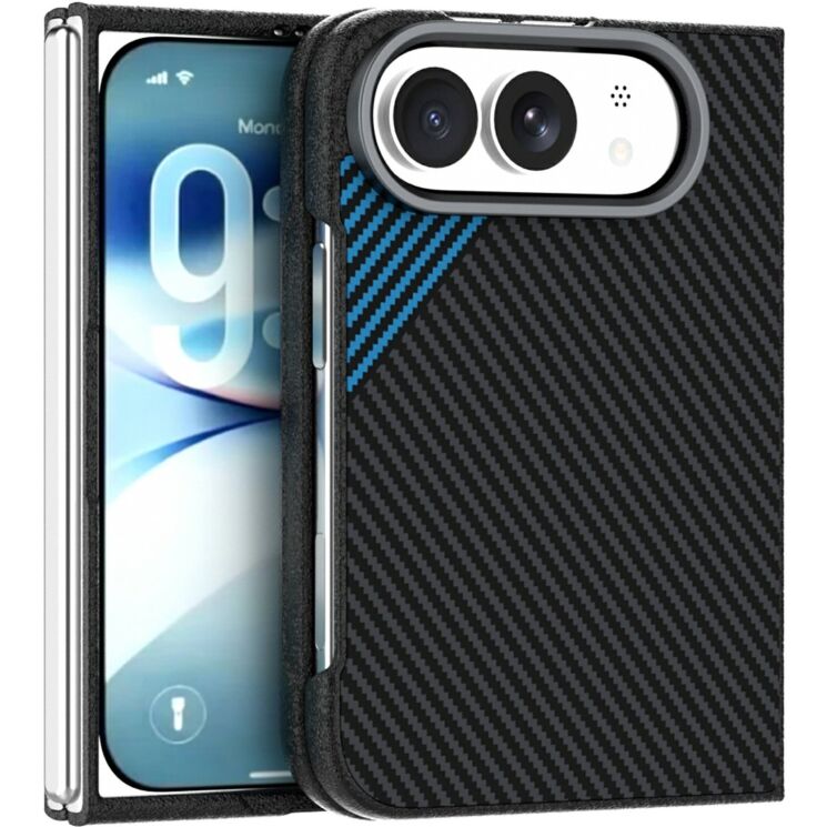 Защитный чехол ABEEL Carbon Fiber Case для iPhone Duo - Black / Blue: фото 1 из 7
