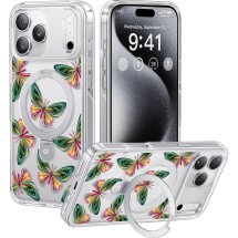 Защитный чехол CASEKOO Floral Series MagSafe для iPhone 17 Pro Max - Dancing Butterfly: фото 1 из 8
