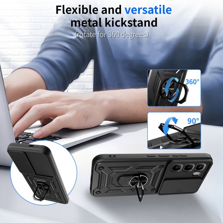 Чехол с защитой камеры Deexe Armor Shield для Infinix Hot 60 Pro - Black (388018B) Чехол с защитой камеры Deexe Armor Shield для Infinix Hot 60 Pro - Black: фото 6 из 10