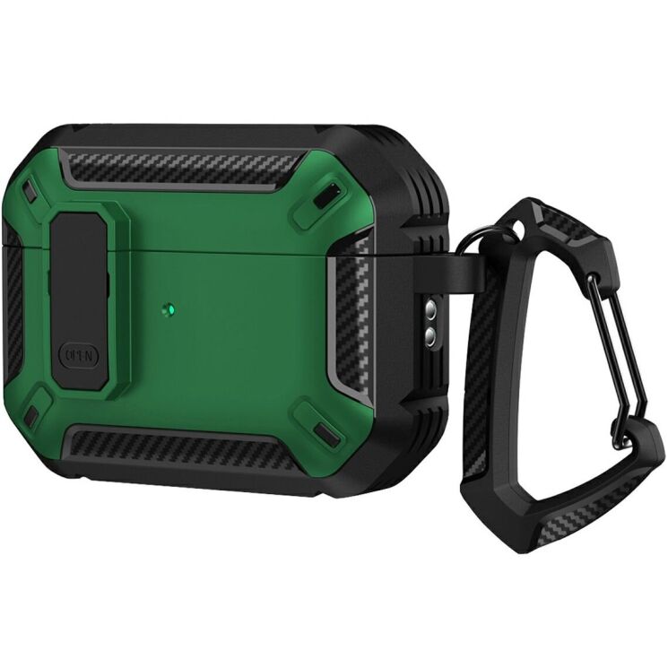 Защитный чехол Deexe Carbon Armor для AirPods Pro 3 - Green (390106G) Защитный чехол Deexe Carbon Armor для AirPods Pro 3 - Green: фото 1 из 8