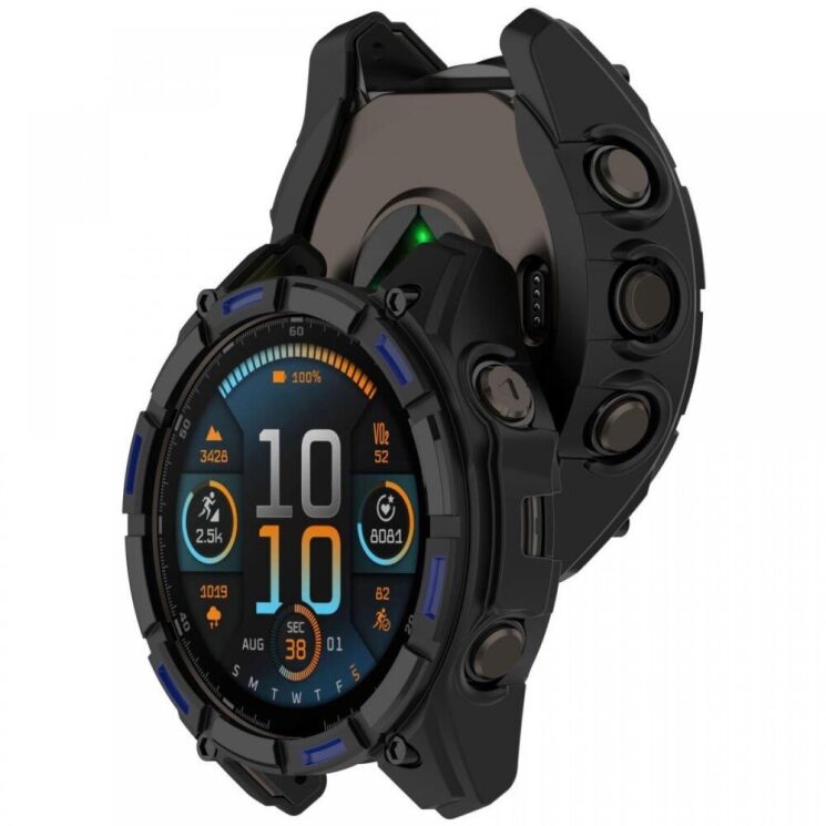 Защитный чехол Deexe Hollow Cover для Garmin Fenix 8 (43mm) - Black / Blue: фото 2 из 3