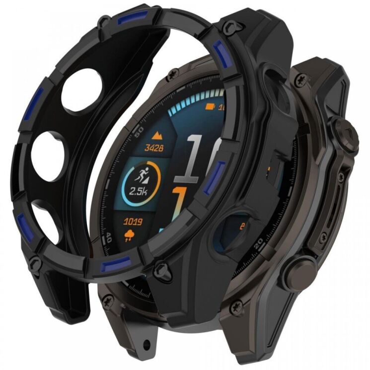 Защитный чехол Deexe Hollow Cover для Garmin Fenix 8 (43mm) - Black / Blue: фото 1 из 3