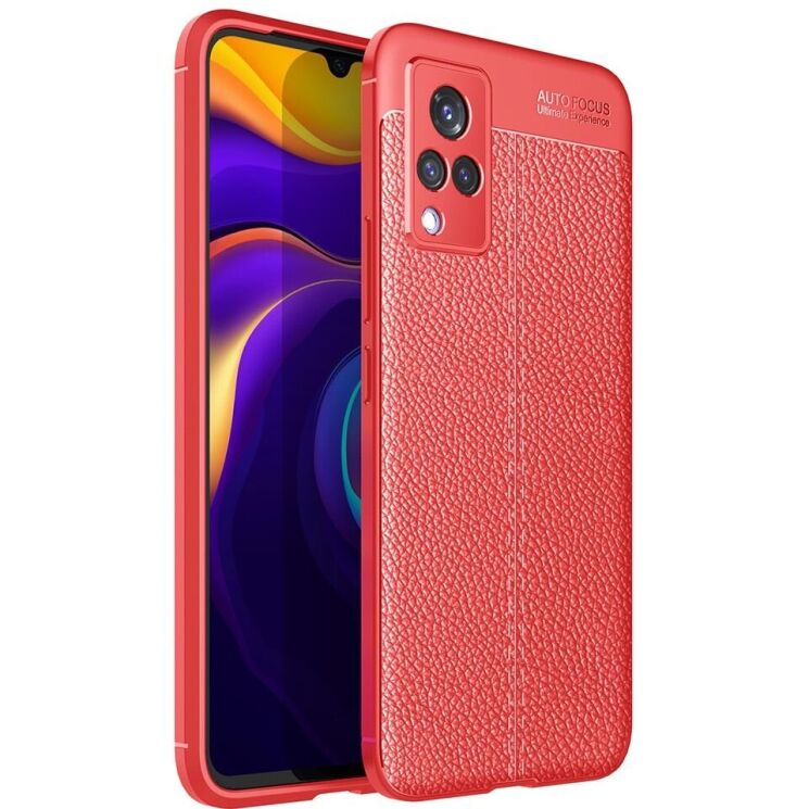 Защитный чехол Deexe Leather Cover для VIVO V21 - Red: фото 1 из 9
