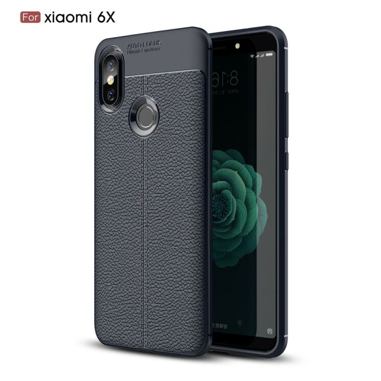 Защитный чехол Deexe Leather Cover для Xiaomi Mi 6X / Mi A2 - Dark Blue: фото 1 из 12
