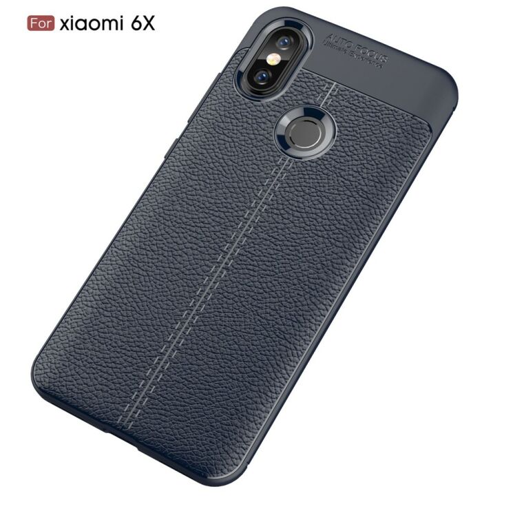 Защитный чехол Deexe Leather Cover для Xiaomi Mi 6X / Mi A2 - Dark Blue: фото 2 из 12