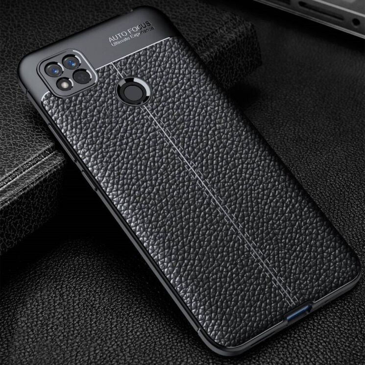 Защитный чехол Deexe Leather Cover для Xiaomi Redmi 10A / Redmi 9C - Black: фото 7 из 8