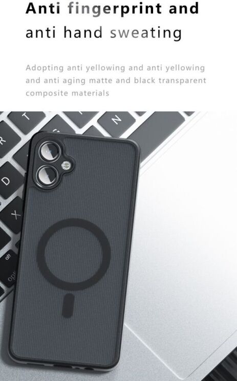 Защитный чехол Deexe Matte Skin with MagSafe для Samsung Galaxy A06 (A065) - Transparent / Black: фото 12 из 13