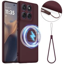 Защитный чехол Deexe Silicone Case with MagSafe для Motorola Edge 60 Pro - Wine Red: фото 1 из 8