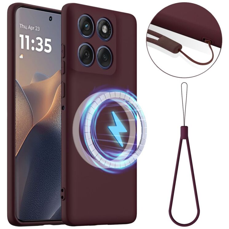 Защитный чехол Deexe Silicone Case with MagSafe для Motorola Edge 60 Pro - Wine Red: фото 1 из 8