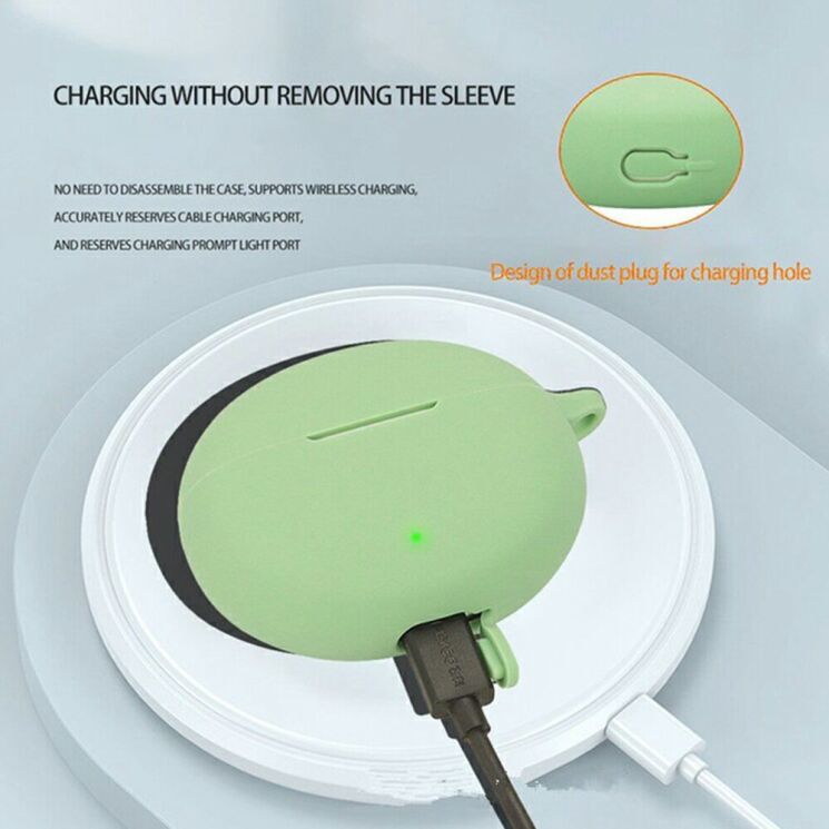 Захисний чохол Deexe Silicone Sleeve для OPPO Enco Air 4 - Blackish Green: фото 6 з 8
