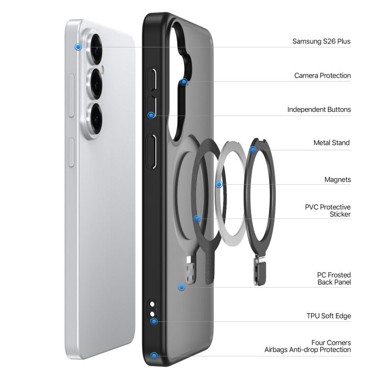 Захисний чохол DUX DUCIS Yind Series Stand для Samsung Galaxy S26 Plus - Black: фото 5 з 11
