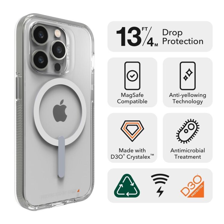Защитный чехол Gear4 Crystal Palace Snap MagSafe для Apple iPhone 14 Pro Max (702010009) - Clear: фото 3 из 11