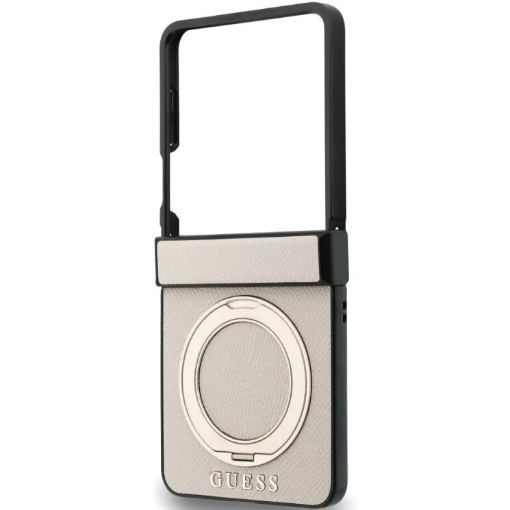 Защитный чехол Guess Magnetic Ring Stand Grained Classic Logo MagSafe для Samsung Galaxy Flip 8 (GUHMZF86PSGRSCLE) - Beige: фото 5 из 7