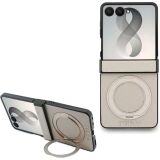 Захисний чохол Guess Magnetic Ring Stand Grained Classic Logo MagSafe для Samsung Galaxy Flip 8 (GUHMZF86PSGRSCLE) - Beige: фото 1 з 7