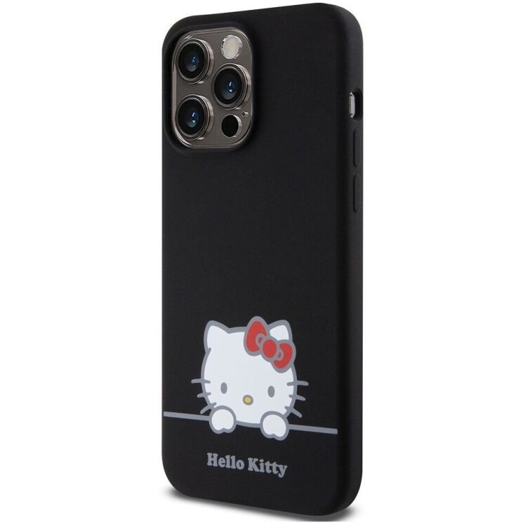 Защитный чехол Hello Kitty Liquid Silicone для Apple iPhone 15 Pro Max - Black: фото 3 из 8