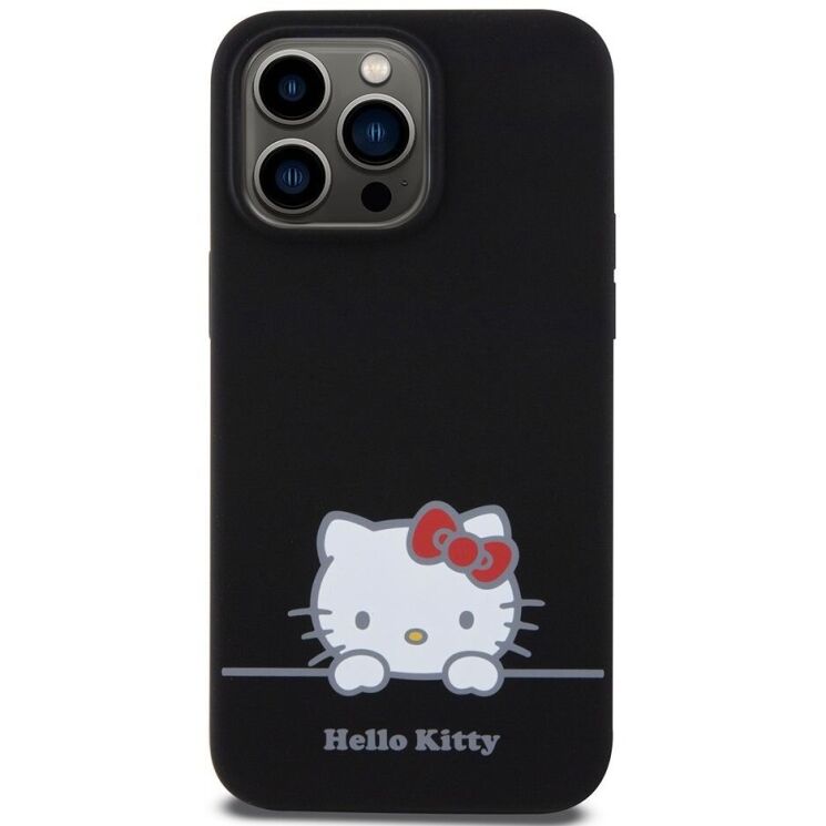 Защитный чехол Hello Kitty Liquid Silicone для Apple iPhone 15 Pro Max - Black: фото 2 из 8