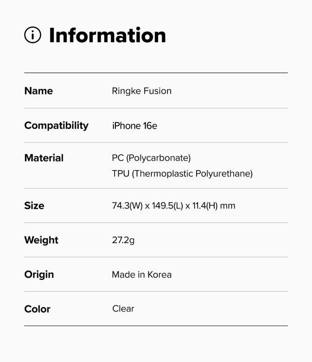 Защитный чехол Ringke Fusion для Apple iPhone 16e (8800293852544) - Clear: фото 10 из 10