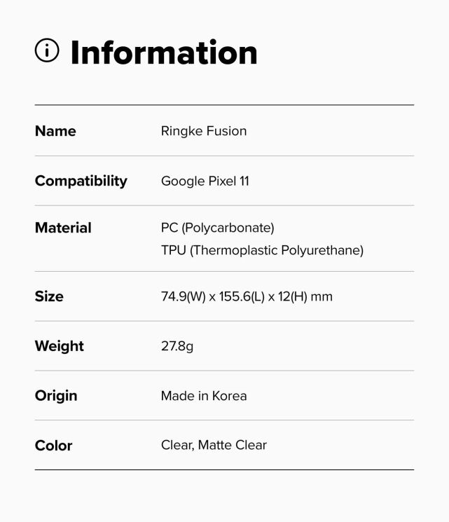 Защитный чехол Ringke Fusion для Google Pixel 11 (8800380461284) - Matte Clear: фото 14 из 16