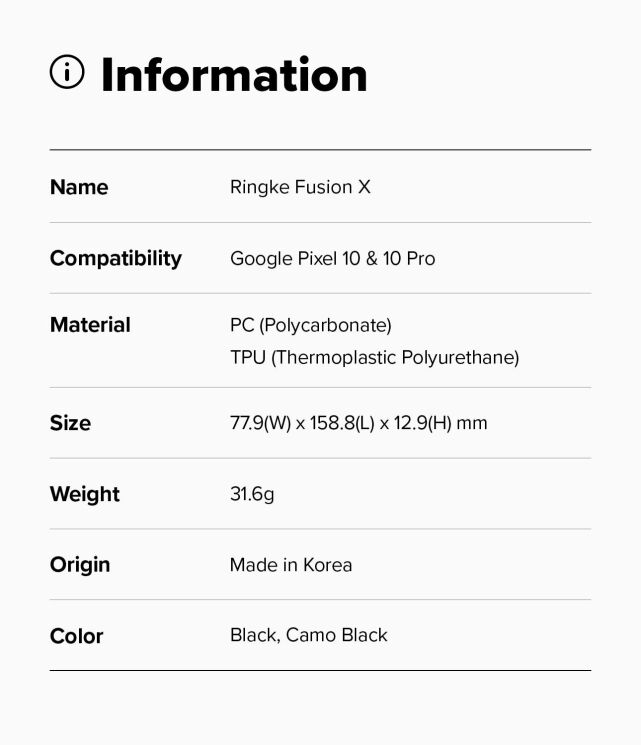 Защитный чехол Ringke Fusion X для Google Pixel 10 / 10 Pro (8800293857044) - Black: фото 15 из 15