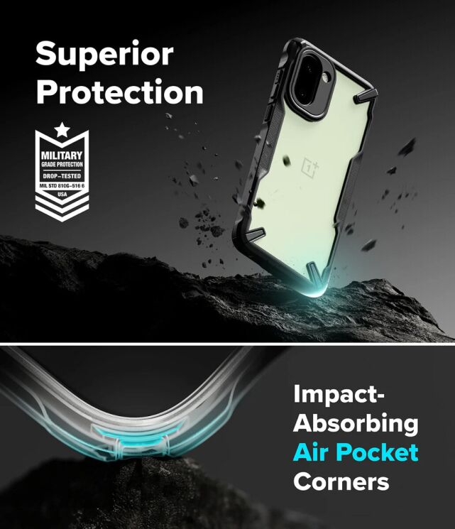 Защитный чехол Ringke Fusion X для OnePlus 15R (8800328817579) - Black: фото 7 из 10