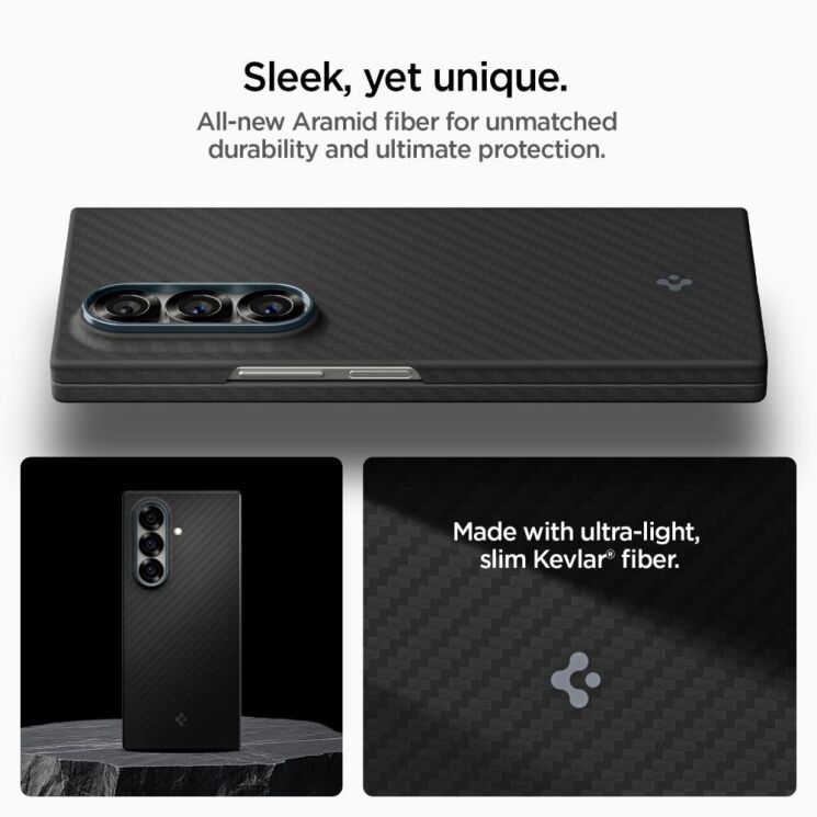 Защитный чехол Spigen (SGP) AirSkin Aramid для Samsung Galaxy Fold 7 (ACS09555) - Black: фото 3 из 8