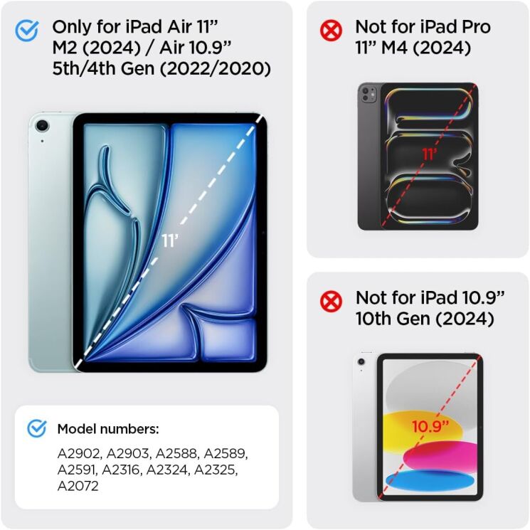 Защитный чехол Spigen (SGP) AirSkin Pro для Apple iPad Air 11 M3/M2 (2025/2024) - Black: фото 6 из 12