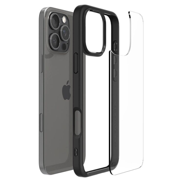 Защитный чехол Spigen (SGP) Crystal Hybrid для Apple iPhone 16 Pro Max (ACS08031) - Matte Black: фото 7 из 13
