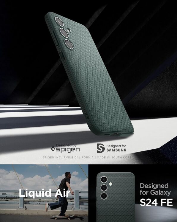 Защитный чехол Spigen (SGP) Liquid Air для Samsung Galaxy S24 FE (S721) - Matte Black: фото 13 из 18