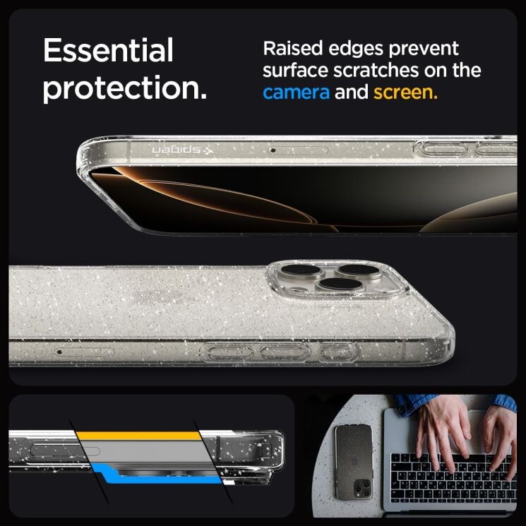 Защитный чехол Spigen (SGP) Liquid Crystal Glitter для Apple iPhone 16 Pro - Crystal Quartz: фото 11 из 14