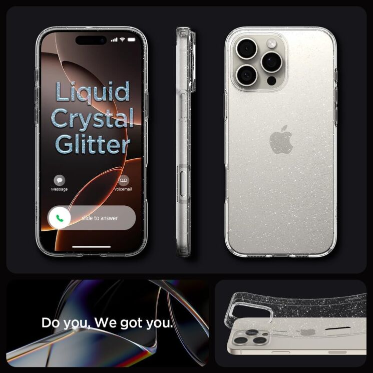 Защитный чехол Spigen (SGP) Liquid Crystal Glitter для Apple iPhone 16 Pro - Crystal Quartz: фото 14 из 14