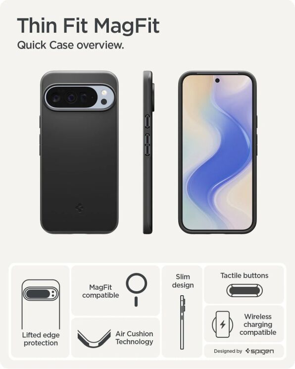 Захисний чохол Spigen (SGP) Thin Fit (MagFit) для Google Pixel 10 Pro XL (ACS09722) - Black: фото 14 з 19