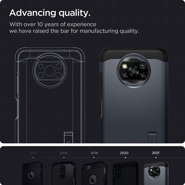 Захисний чохол Spigen (SGP) Tough Armor для Xiaomi Poco X3 / Poco X3 Pro - Metal Slate: фото 14 з 15