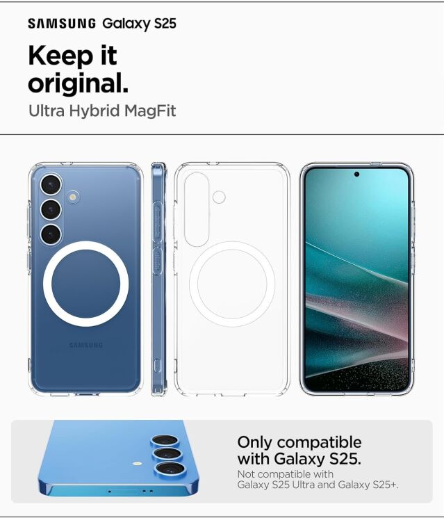 Защитный чехол Spigen (SGP) Ultra Hybrid (MagFit) для Samsung Galaxy S25 Plus (S936) ACS08981 - White: фото 11 из 17
