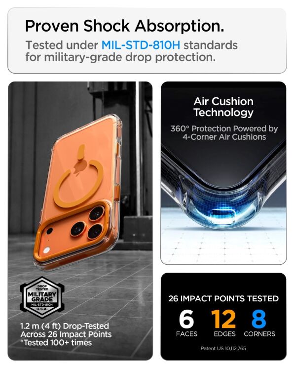 Защитный чехол Spigen Ultra Hybrid Optik S (MagFit) для iPhone 18 Pro Max / 17 Pro Max (ACS11908) - Clear / Silver (440309CS) Защитный чехол Spigen Ultra Hybrid Optik S (MagFit) для iPhone 18 Pro Max / 17 Pro Max (ACS11908) - Clear / Silver: фото 5 из 11