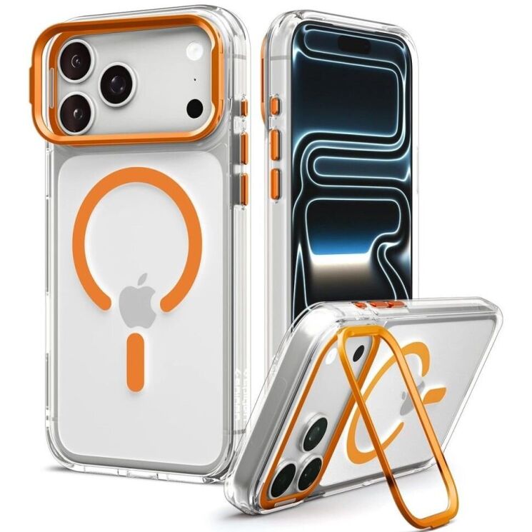 Захисний чохол Spigen Ultra Hybrid Optik S (MagFit) для iPhone 18 Pro Max / 17 Pro Max (ACS11910) - Clear / Orange: фото 2 з 12